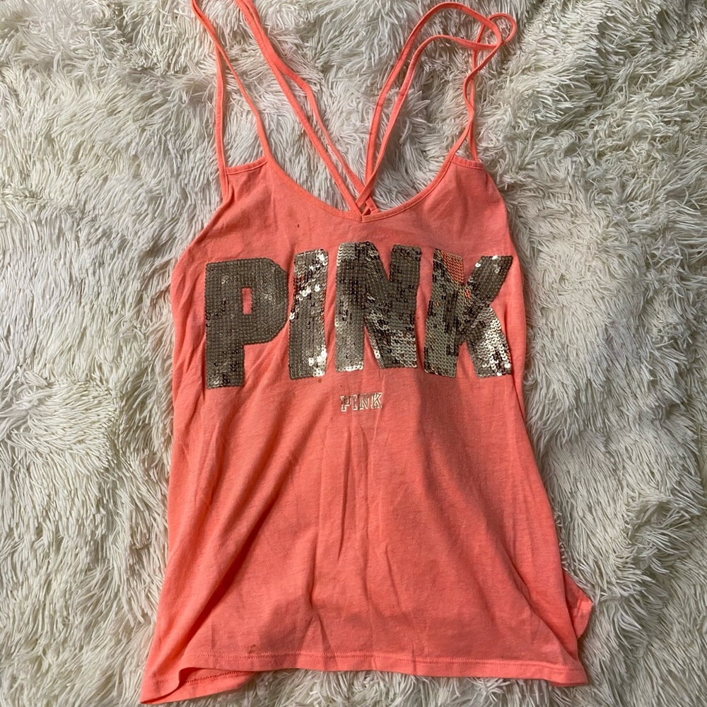 PINK criss Cross open back tank